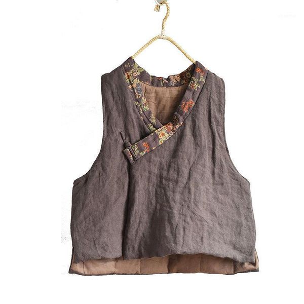 women vest cotton linen 2021 autumn winter cotton linen stand collar cardigan buckle padded women coat1, Black;white
women vest cotton linen 2021 autumn winter cotton linen stand collar cardigan buckle padded women coat1, Black;white