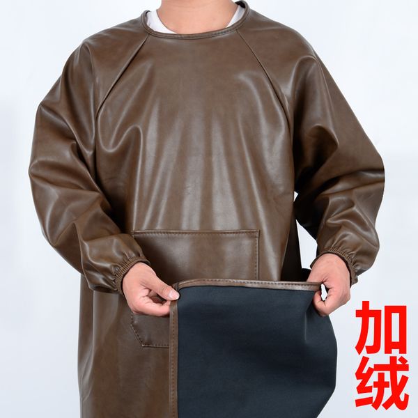 aprons plus velvet thick waterproof leather anti-dressing with sleeve apron kitchen oil-proof fat smock to increase men
aprons plus velvet thick waterproof leather anti-dressing with sleeve apron kitchen oil-proof fat smock to increase men