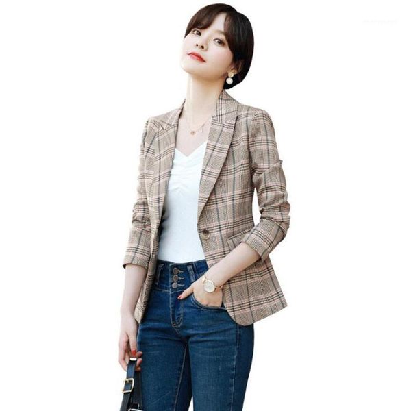 women's suits & blazers 2021 blazer feminino spring plaid jacket women work office lady suit slim single breasted business female coat1, White;black
women's suits & blazers 2021 blazer feminino spring plaid jacket women work office lady suit slim single breasted business female coat1, White;black