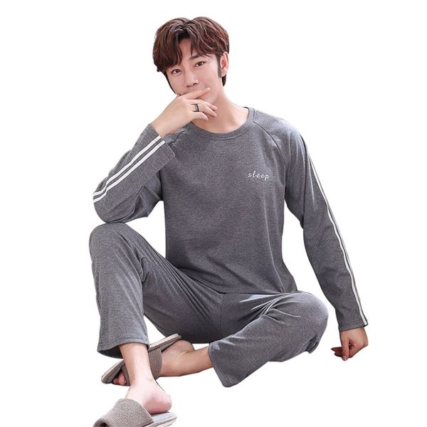 plus size men's pajamas homewear autumn cotton pajamas set with pants male sleepwear long sleeve cotton home clothes for men lj201113, Black;brown
plus size men's pajamas homewear autumn cotton pajamas set with pants male sleepwear long sleeve cotton home clothes for men lj201113, Black;brown