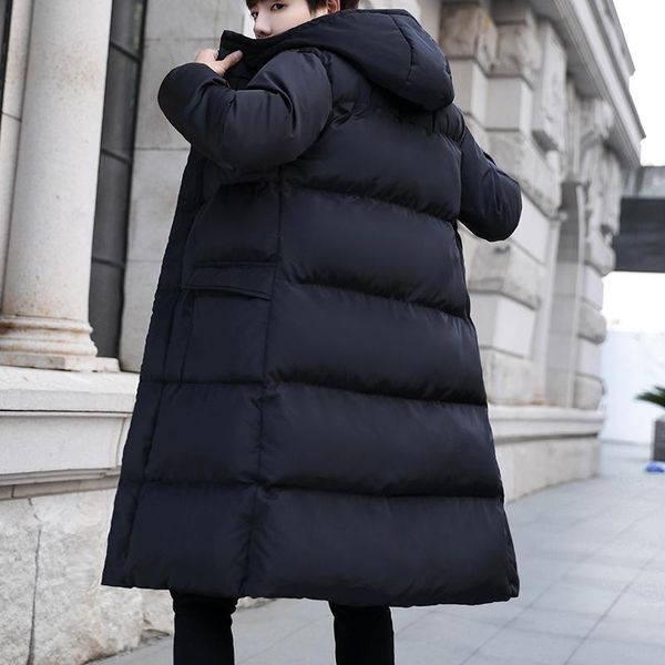 new men's winter outdoor warm windproof jacket fashion slim medium long handsome black cotton jacket 5xl
