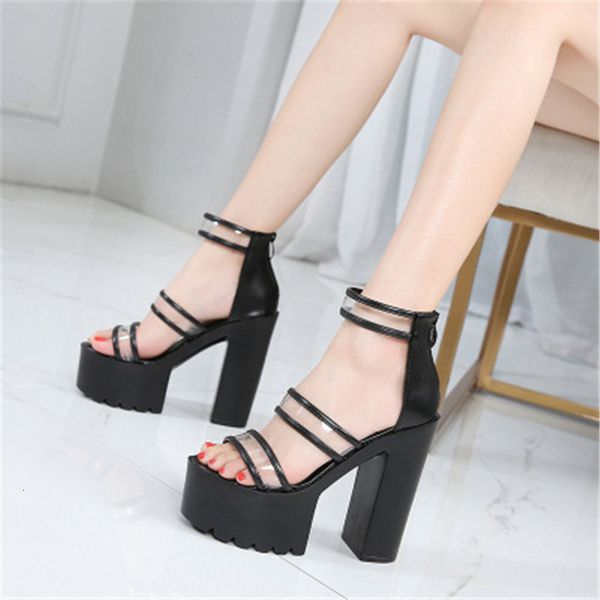 2021 new transparent woman platform, two-inch super tall chunky heels square brace with sandals lady shoes yjvn, Black
2021 new transparent woman platform, two-inch super tall chunky heels square brace with sandals lady shoes yjvn, Black