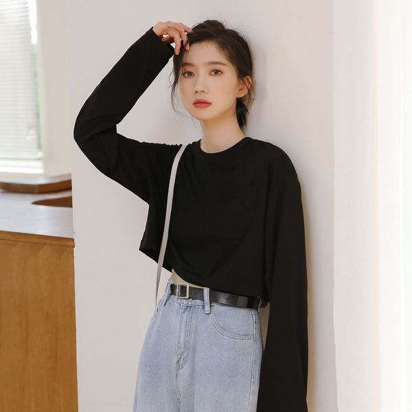 autumn 2020 korean loose ins elegant style t-shirt open navel short high waist hong kong style solid color round neck long sleeve t-shirt fo, White
autumn 2020 korean loose ins elegant style t-shirt open navel short high waist hong kong style solid color round neck long sleeve t-shirt fo, White