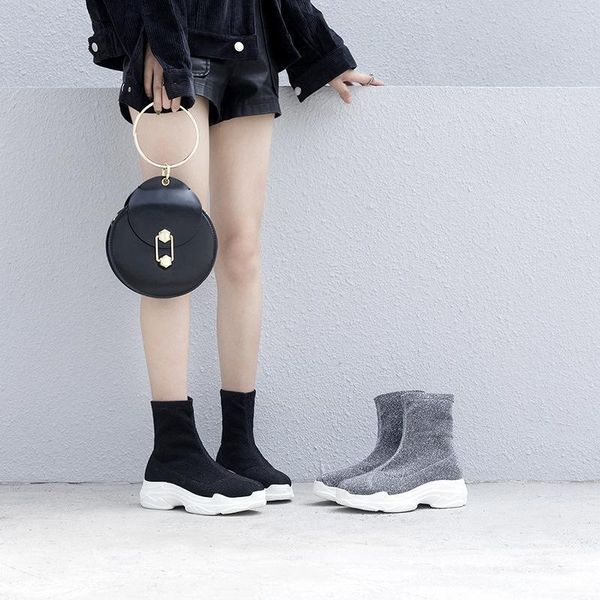 2020 autumn new fashion simple solid color sequins stretch cloth casual boots women trend retro thick sole women's boots, Black
2020 autumn new fashion simple solid color sequins stretch cloth casual boots women trend retro thick sole women's boots, Black