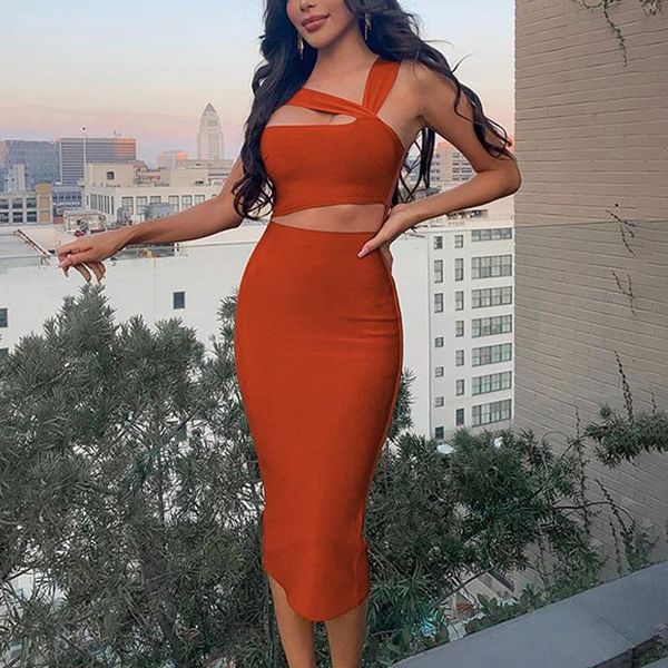elegant tan cut out one shoulder halter bandage bodycon midi dress women evening party vestidos night club, Black;gray
elegant tan cut out one shoulder halter bandage bodycon midi dress women evening party vestidos night club, Black;gray