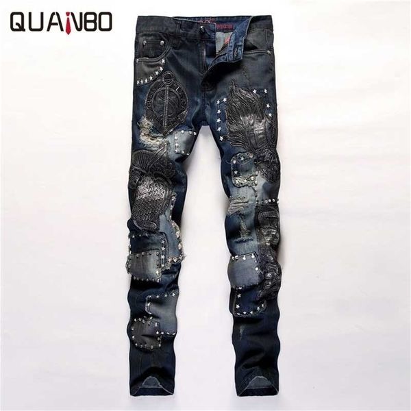 new arrival designer pants fashion embroidery spliced patchwork punk rock star rock nightclubs singers jeans slim 201111, Blue
new arrival designer pants fashion embroidery spliced patchwork punk rock star rock nightclubs singers jeans slim 201111, Blue