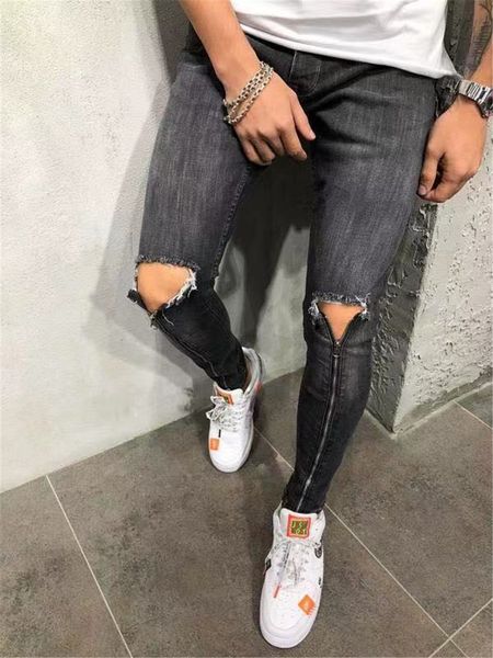 new men's jeans hole men zipper men trousers hole jeans skinny small feet pants, Blue
new men's jeans hole men zipper men trousers hole jeans skinny small feet pants, Blue
