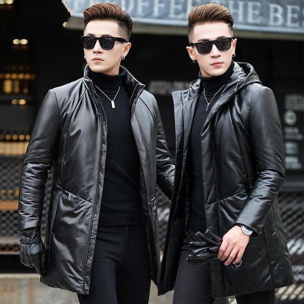genuine leather down jacket winter coat men long sheepskin leather jacket hooded masculine coat g02-ahyyq6803-1 kj824, Black
genuine leather down jacket winter coat men long sheepskin leather jacket hooded masculine coat g02-ahyyq6803-1 kj824, Black