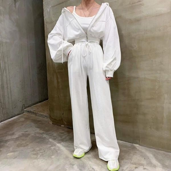 3 piece set women tracksuit matching sets cotton long sleeve outfits hooded zipper sweatshirt tank wide leg long pants suit1, Gray
3 piece set women tracksuit matching sets cotton long sleeve outfits hooded zipper sweatshirt tank wide leg long pants suit1, Gray