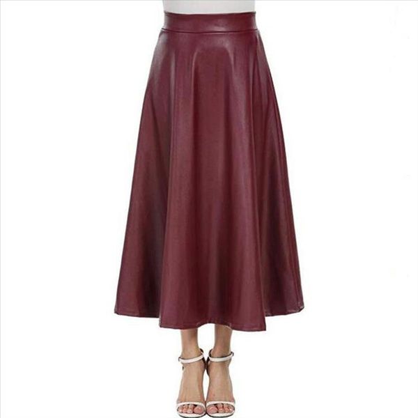 women pu leather long skirts autumn winter high waist a line office ladies casual punk pleated leather skirt female, Black
women pu leather long skirts autumn winter high waist a line office ladies casual punk pleated leather skirt female, Black