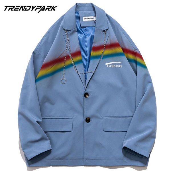 men's suits & blazers mens jacket rainbow printed korean japan streetwear hip hop fashion chains suit coat casual men clothing, White;black
men's suits & blazers mens jacket rainbow printed korean japan streetwear hip hop fashion chains suit coat casual men clothing, White;black