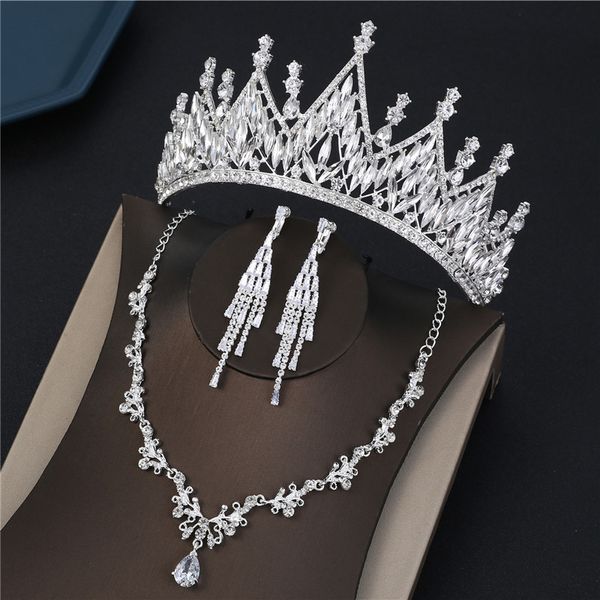 korean bridal crown atmosphere headdress three piece hairdressing wedding dress accessories necklace earrings, Silver
korean bridal crown atmosphere headdress three piece hairdressing wedding dress accessories necklace earrings, Silver