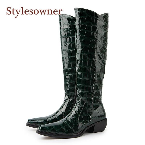 boots crocodile pattern retro thick-heel knee-high western woman fashionable all-match pointed-toe autumn winter blue green shoe, Black
boots crocodile pattern retro thick-heel knee-high western woman fashionable all-match pointed-toe autumn winter blue green shoe, Black