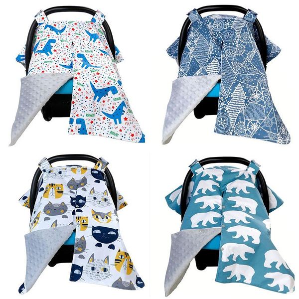 Baby Car Seat Canopy For Boys Nursing Cover Safety Seat Sun Shade Animals Winter Wind Cover Infant 3 In 1 Stroller Accessories