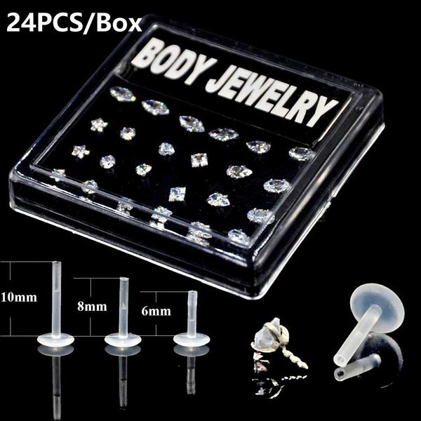 bog-24pcs/box mixed 7 designs bioplast flexible labret stud lip ring horse eye ellips ear tragus ear cartilage earring piercing q jllvju, Silver
bog-24pcs/box mixed 7 designs bioplast flexible labret stud lip ring horse eye ellips ear tragus ear cartilage earring piercing q jllvju, Silver