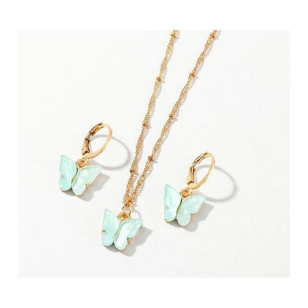 new butterfly pendant necklaces and earrings set for women girls fashion pink gold necklace elegant choker fashion sweet jewelry gift kudtr, Silver 
new butterfly pendant necklaces and earrings set for women girls fashion pink gold necklace elegant choker fashion sweet jewelry gift kudtr, Silver