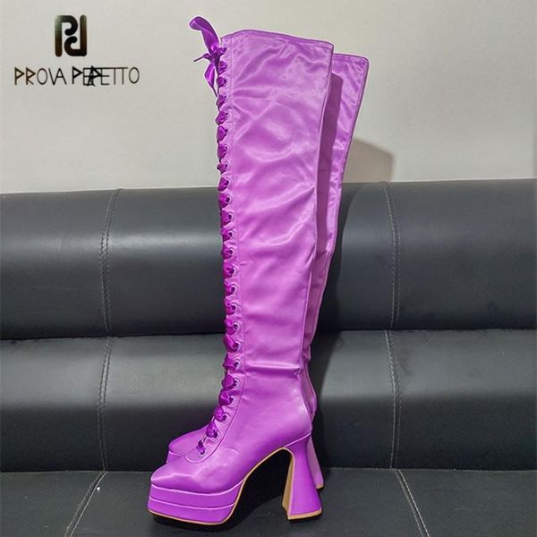 prova perfetto fashion elegant silks and satins solid color women's thigh high boots round toe crude heel zipper-sid stage shoes, Black
prova perfetto fashion elegant silks and satins solid color women's thigh high boots round toe crude heel zipper-sid stage shoes, Black