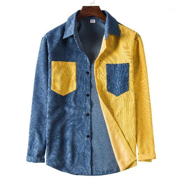 #6948 corduroy shirt men spliced color casual vintage streetwear men shirt long sleeve spring autumn corduroy for1, White;black
#6948 corduroy shirt men spliced color casual vintage streetwear men shirt long sleeve spring autumn corduroy for1, White;black