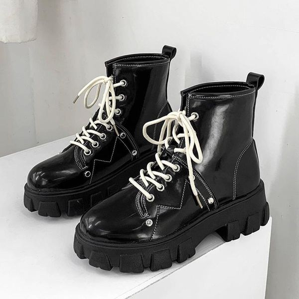 boots patent leather chunky motorcycle fashion lace up platform shoes woman autumn winter thick sole black ankle boots1
boots patent leather chunky motorcycle fashion lace up platform shoes woman autumn winter thick sole black ankle boots1