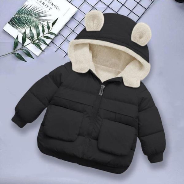 winter children's down cotton padded jacket for boys and girls, Black