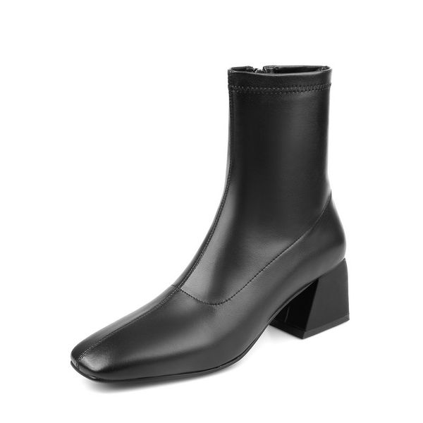 2021 genuine leather shoes for women square toe ladies ankle boots side zipper shoes woman wedding office lady pumps, Black
2021 genuine leather shoes for women square toe ladies ankle boots side zipper shoes woman wedding office lady pumps, Black