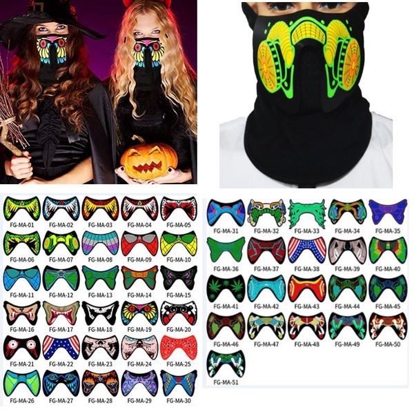 halloween dj music led party mask sound activated led light up mask for dancing night riding skating masquerade xd20757