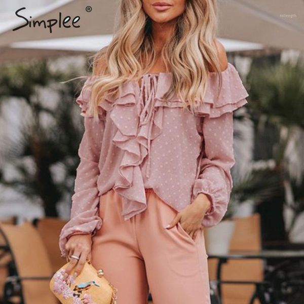 simplee off shoulder ruffle women blouse elegant pink ladies chic spring summer holiday casual long sleeve dot blouses1, White
simplee off shoulder ruffle women blouse elegant pink ladies chic spring summer holiday casual long sleeve dot blouses1, White
