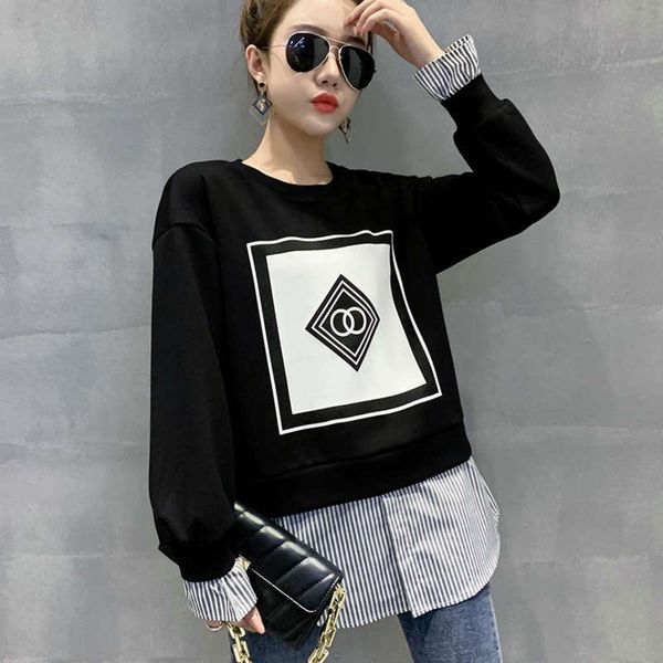 2020 winter autumn new european / fake two piece long sleeve printing loose pullover women's sweater fashion, Black
2020 winter autumn new european / fake two piece long sleeve printing loose pullover women's sweater fashion, Black