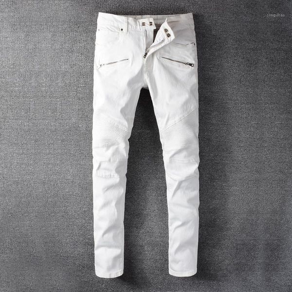 2020 newly high street fashion men jeans white color spliced designer cargo pants hombre elastic biker jeans men1, Blue
2020 newly high street fashion men jeans white color spliced designer cargo pants hombre elastic biker jeans men1, Blue