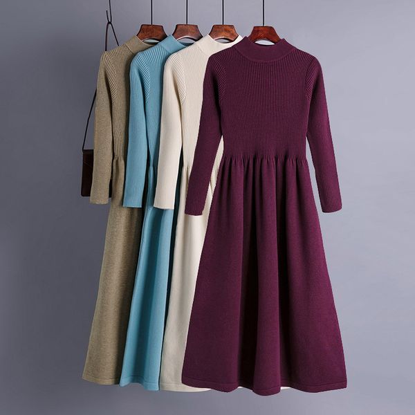 knitted elegant women sweater dress autumn winter thick warm long midi dress elgant solid office ladies a line sweater dresses 201125, Black;gray
knitted elegant women sweater dress autumn winter thick warm long midi dress elgant solid office ladies a line sweater dresses 201125, Black;gray