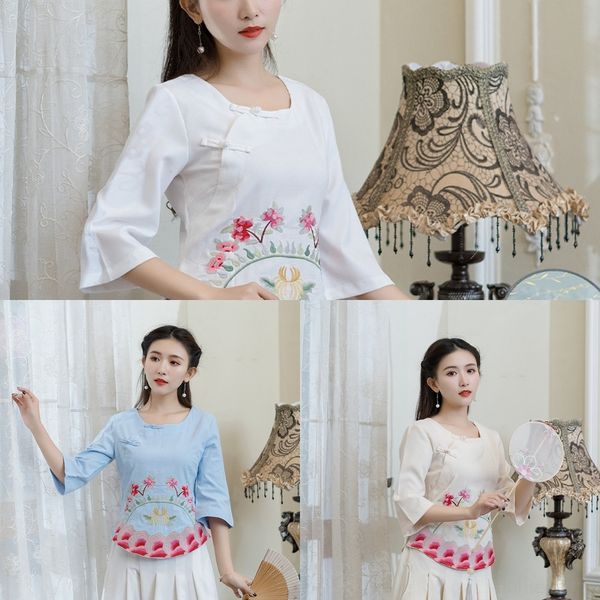 gponw drunk favorite f6350 s and hemp t-shirt cotton and linenbutton trumpet linen women 2020 spring round neck button slim cotton embroi, White
gponw drunk favorite f6350 s and hemp t-shirt cotton and linenbutton trumpet linen women 2020 spring round neck button slim cotton embroi, White