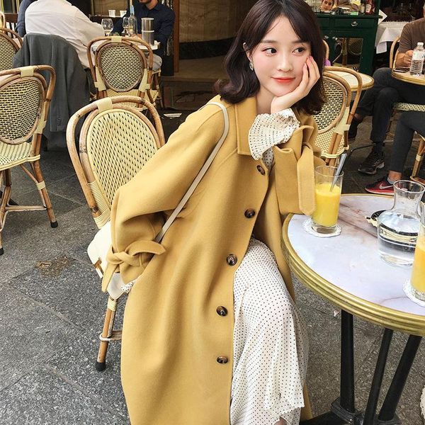 new winter thicken female woolen coats turn-down collar single-breasted pocket lace-up blend coats 2019 women cardigan coat1, Black
new winter thicken female woolen coats turn-down collar single-breasted pocket lace-up blend coats 2019 women cardigan coat1, Black