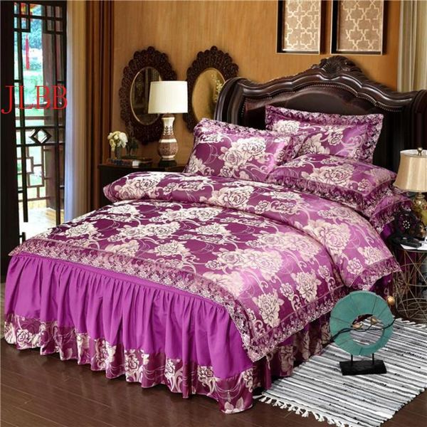 bedding sets elegant set jacquard bed skirt duvet cover 4pcs/set linen luxury bedclothes purple lace golden
bedding sets elegant set jacquard bed skirt duvet cover 4pcs/set linen luxury bedclothes purple lace golden
