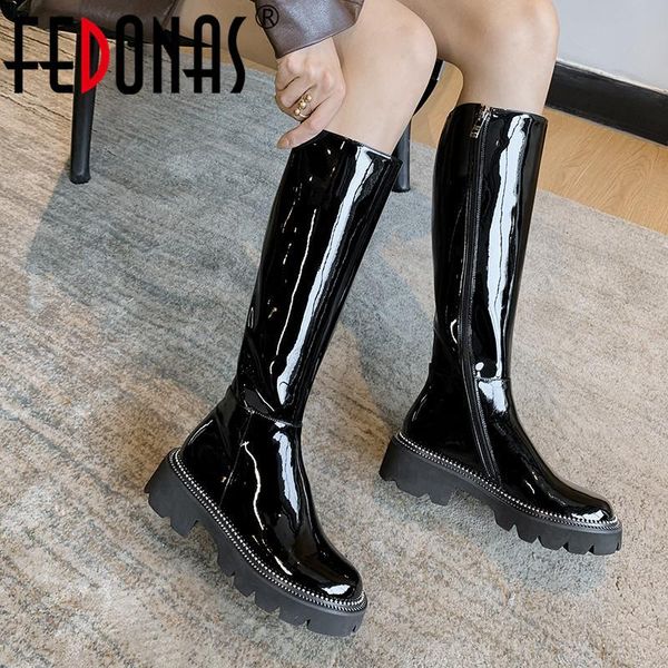 fedonas women's leather high boots 2020 fall genuine leather knee high boots zipper working thick heels shoes woman, Black
fedonas women's leather high boots 2020 fall genuine leather knee high boots zipper working thick heels shoes woman, Black