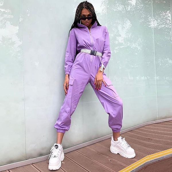 casual go out sport overalls purple playsuit with belt for femme fashion new zipper half stand neck pocket jumpsuits, Black;white
casual go out sport overalls purple playsuit with belt for femme fashion new zipper half stand neck pocket jumpsuits, Black;white