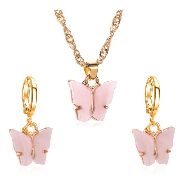 2pcs бабочки ожерелье серьги наборы для женщин cute golden pink девушки подарков ювелирных изделий серьги и ожерелье ювелирных изделий set к, Silver 
2pcs бабочки ожерелье серьги наборы для женщин cute golden pink девушки подарков ювелирных изделий серьги и ожерелье ювелирных изделий set к, Silver