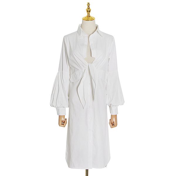european and american shirt dresses 2020 new fall womens clothing white lantern sleeve long dress women, White;black 
european and american shirt dresses 2020 new fall womens clothing white lantern sleeve long dress women, White;black