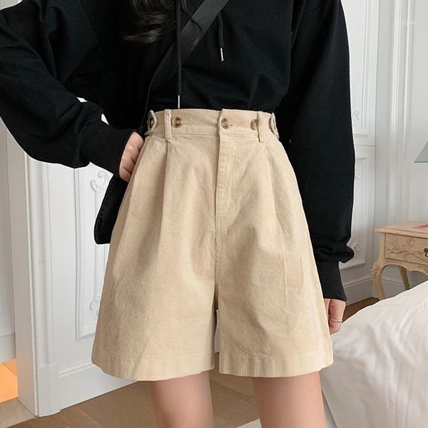 women's shorts high waist button corduroy women winter spring vintage wide leg plus size ladies femme1, White;black
women's shorts high waist button corduroy women winter spring vintage wide leg plus size ladies femme1, White;black