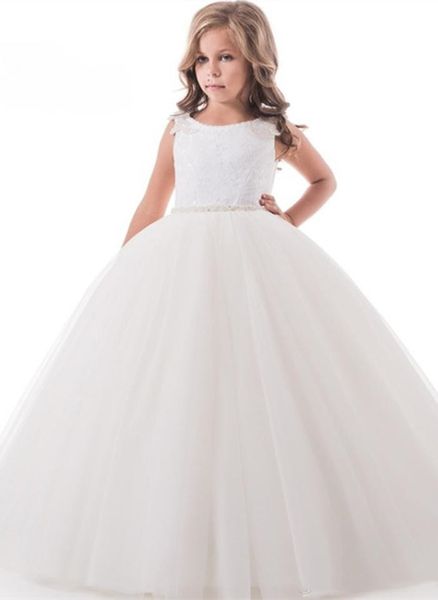 

luxurious pearls lace flower girl dresses cap sleeves little girl wedding dresses vintage pageant dresses gowns, White;blue