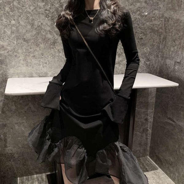 dark dress 2020 spring and autumn ins new french waistband shows thin temperament small black skirt hepburn style, Black;gray
dark dress 2020 spring and autumn ins new french waistband shows thin temperament small black skirt hepburn style, Black;gray