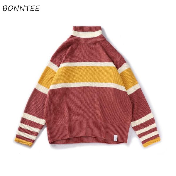 men's sweaters men mock neck pullovers sweater student ins trendy loose paneled patchwork striped jumpers couples streetwear all-match, White;black
men's sweaters men mock neck pullovers sweater student ins trendy loose paneled patchwork striped jumpers couples streetwear all-match, White;black