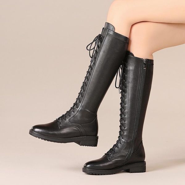 boots 2021winter warm natural cowhide lace-up high knee fretwork zipper genuine leather women stars metal decoration shoes, Black
boots 2021winter warm natural cowhide lace-up high knee fretwork zipper genuine leather women stars metal decoration shoes, Black