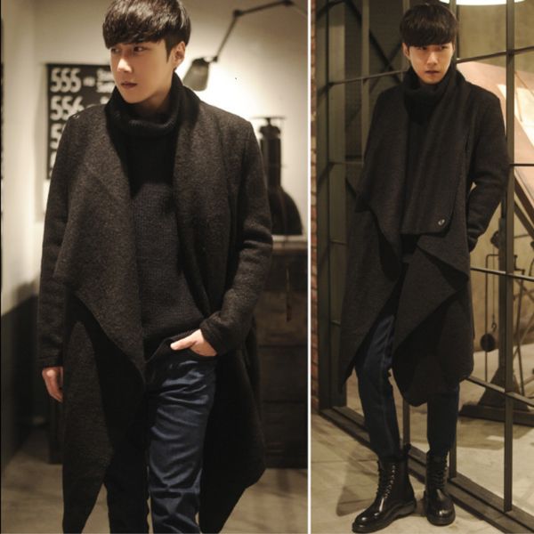 autumn and winter hairstylist warm windbreaker middle long woollen men's korean slim irregular personality woolen coat, Black;brown
autumn and winter hairstylist warm windbreaker middle long woollen men's korean slim irregular personality woolen coat, Black;brown