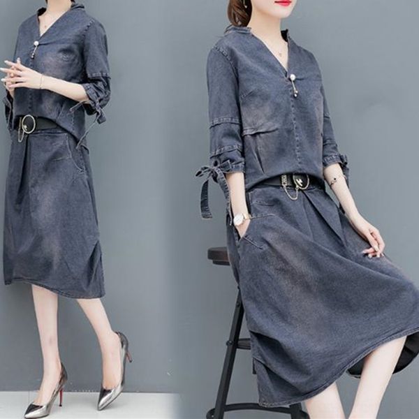 monkn 2020 q5ix2 korean style elegant fashion suit v-neck coatcropped sleeve denim women's skirt two-piece set new, Gray
monkn 2020 q5ix2 korean style elegant fashion suit v-neck coatcropped sleeve denim women's skirt two-piece set new, Gray