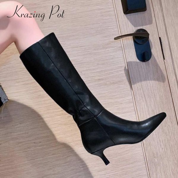 krazing pot equestrian boots real cow leather streetwear pointed toe thin high heel slip on classics mature knee-high boots l02, Black
krazing pot equestrian boots real cow leather streetwear pointed toe thin high heel slip on classics mature knee-high boots l02, Black