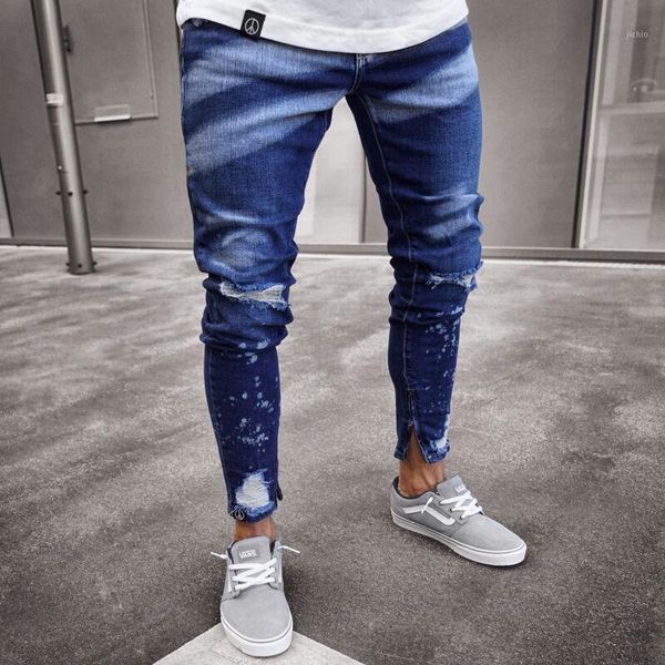 2020 new style stylish men's ripped skinny jeans destroyed frayed slim fit denim pants trousers1, Blue
2020 new style stylish men's ripped skinny jeans destroyed frayed slim fit denim pants trousers1, Blue