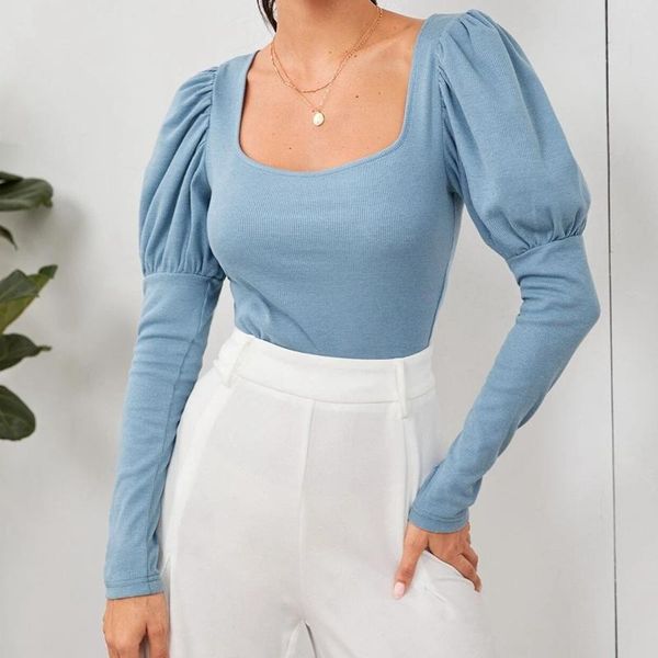 mandylandy square collar pullovers slim fit high waist women tshirt sheepleg sleeve ribbed pattern knitted t-shirt, White
mandylandy square collar pullovers slim fit high waist women tshirt sheepleg sleeve ribbed pattern knitted t-shirt, White