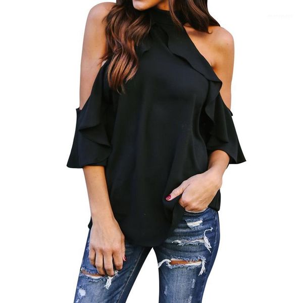 2019 new off-shoulder solid crop women blouse slim female fashion ruffle sleeve stylish shirts1, White
2019 new off-shoulder solid crop women blouse slim female fashion ruffle sleeve stylish shirts1, White