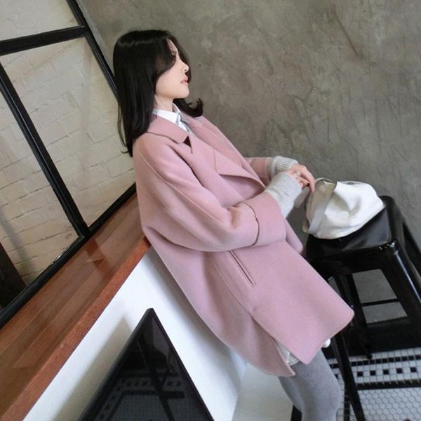women's wool & blends loose long blend ladies coat single button elegant jacket solid korean womens fashion, Black
women's wool & blends loose long blend ladies coat single button elegant jacket solid korean womens fashion, Black