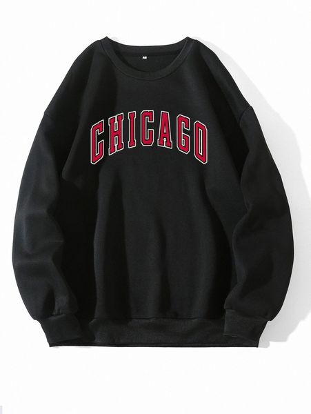 men letter graphic sweatshirt c8rs#, Black 
men letter graphic sweatshirt c8rs#, Black